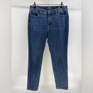 Talbots Bronze Polka Dot Simply Flattering 5 Pocket Ankle Jeans, Women’s 8